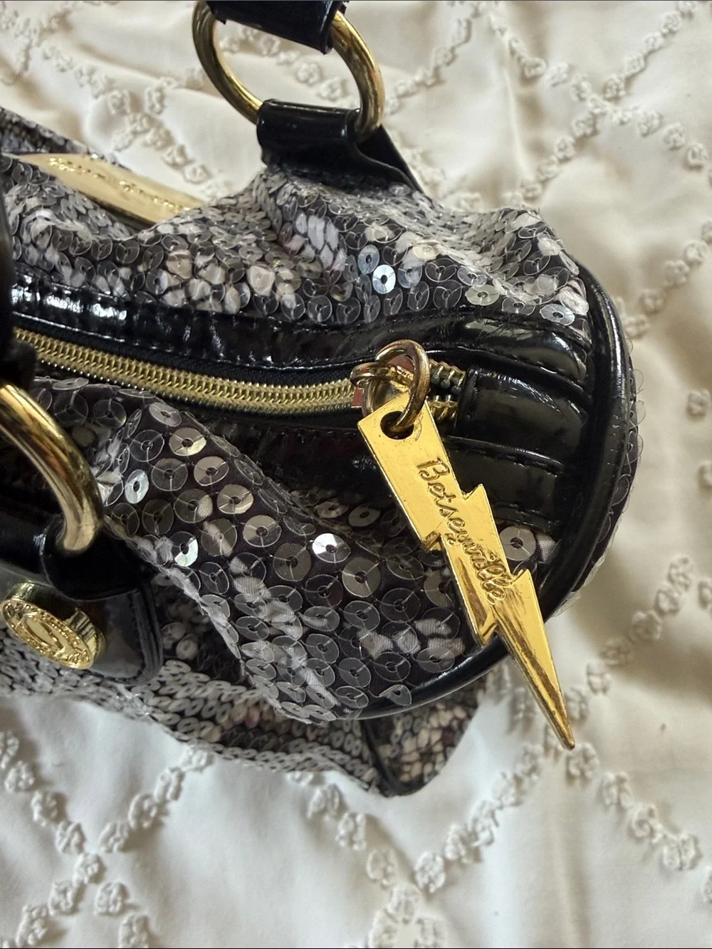 Vintage Y2K Betsey Johnson Sequin Satchel Bag